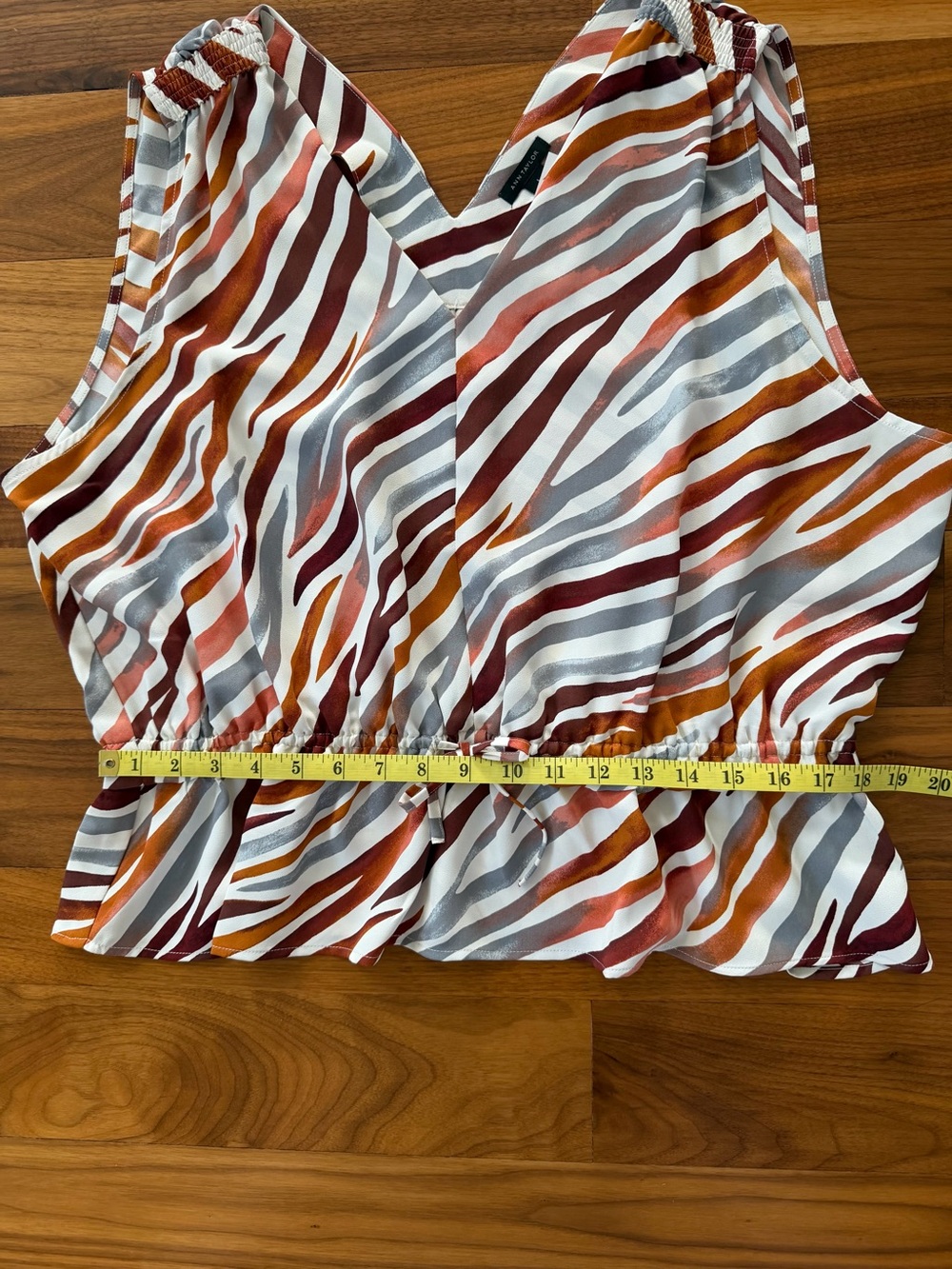 NWT Ann Taylor Zebra Stripe Moroccan Spice Sleeveless Peplum Top Size L Brown - Picture 12 of 16